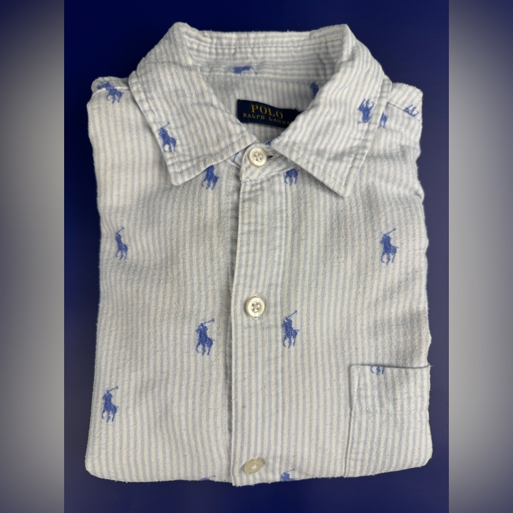 Polo Ralph Lauren Flannel Shirt 100% Cotton Men’s Xs Logo Horse Pattern Euc